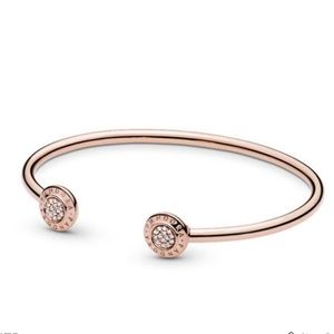 PANDORA SIGNATURE OPEN BANGLE BRACELET